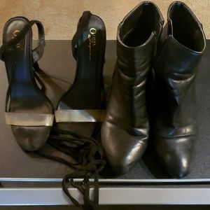 2 pairs of heels. One ankle heels and one straped heels. With long Laces Black.